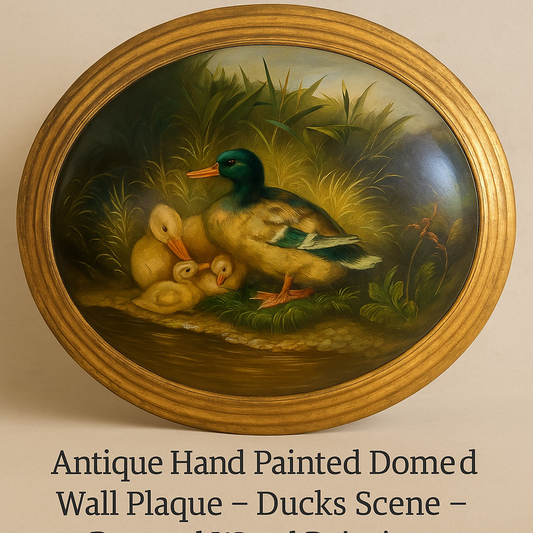 Antique Hand-Painted Duck Family Wall Plaque