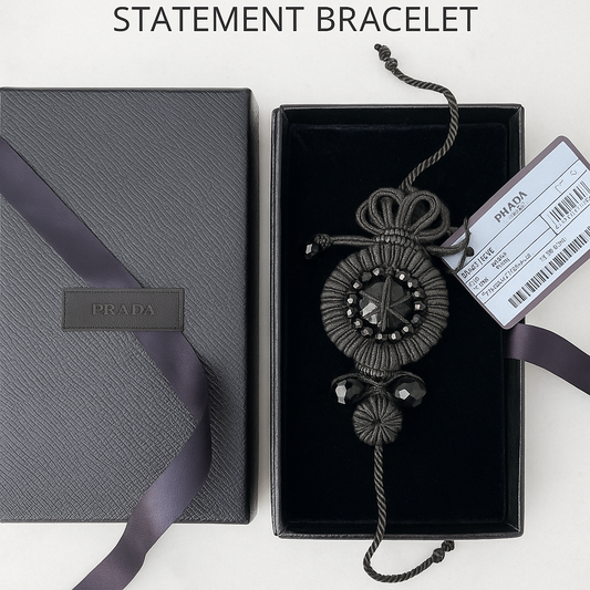 Authentic Prada Black Passamaneria Bracelet with Original Box - Statement Luxury Jewelry