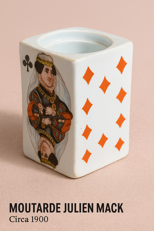 Antique Mustard Pot – Julien Mack Dijon – Playing Cards Design – Circa 1900