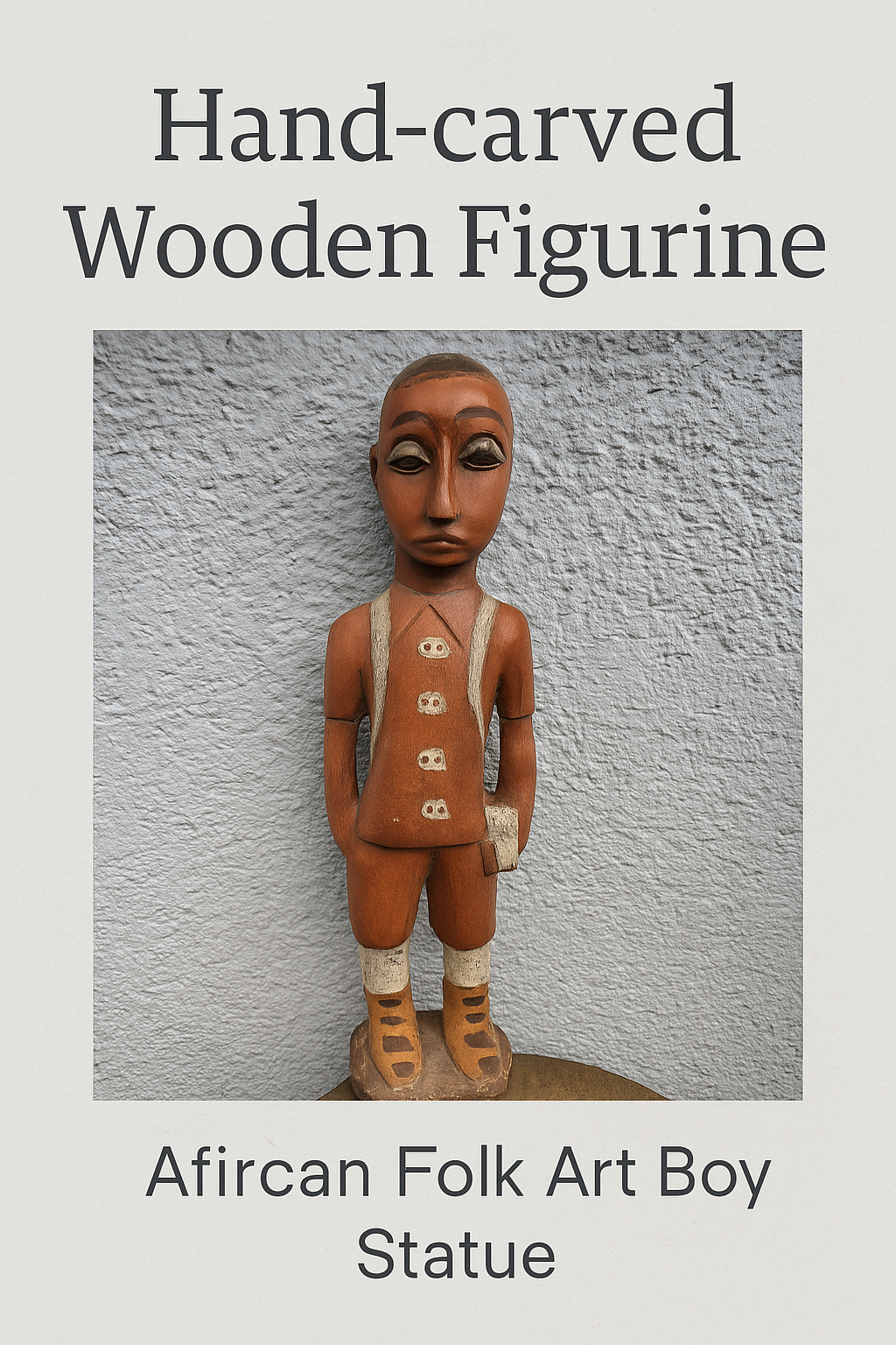 Hand-Carved Wooden Figurine – Boy with Book and Backpack