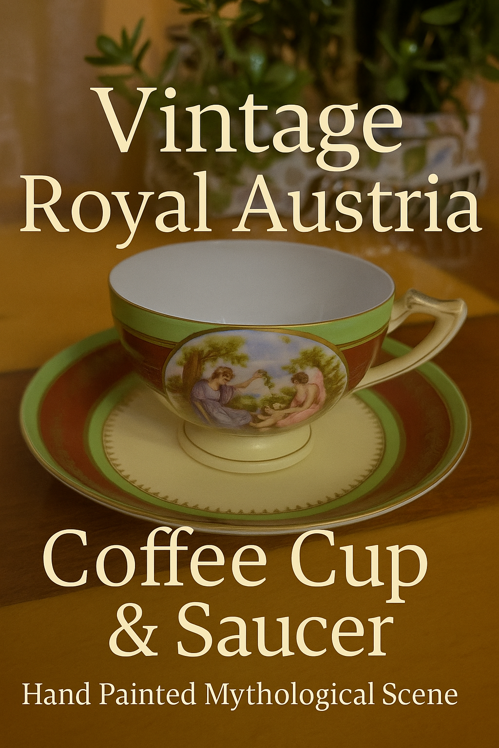 Vintage Royal Austria Coffee Cup & Saucer – Hand Painted Mythological Scene – O. & E.G.