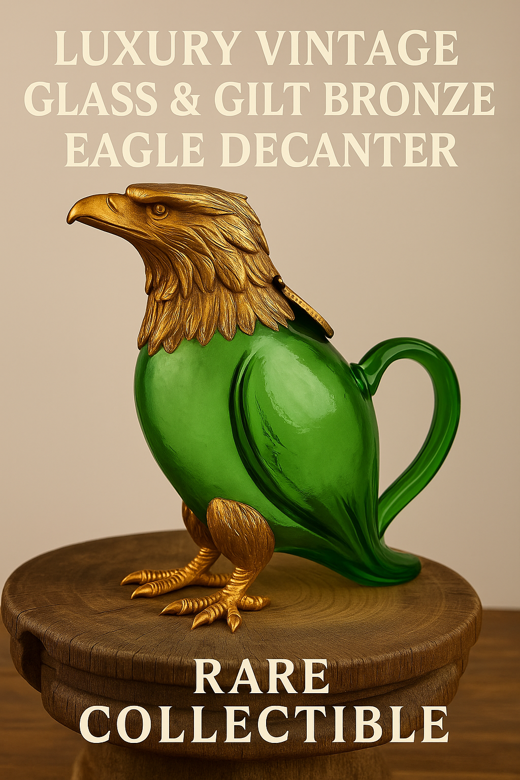 Luxury Vintage Glass & Gilt Bronze Eagle Decanter – Rare Collector Piece