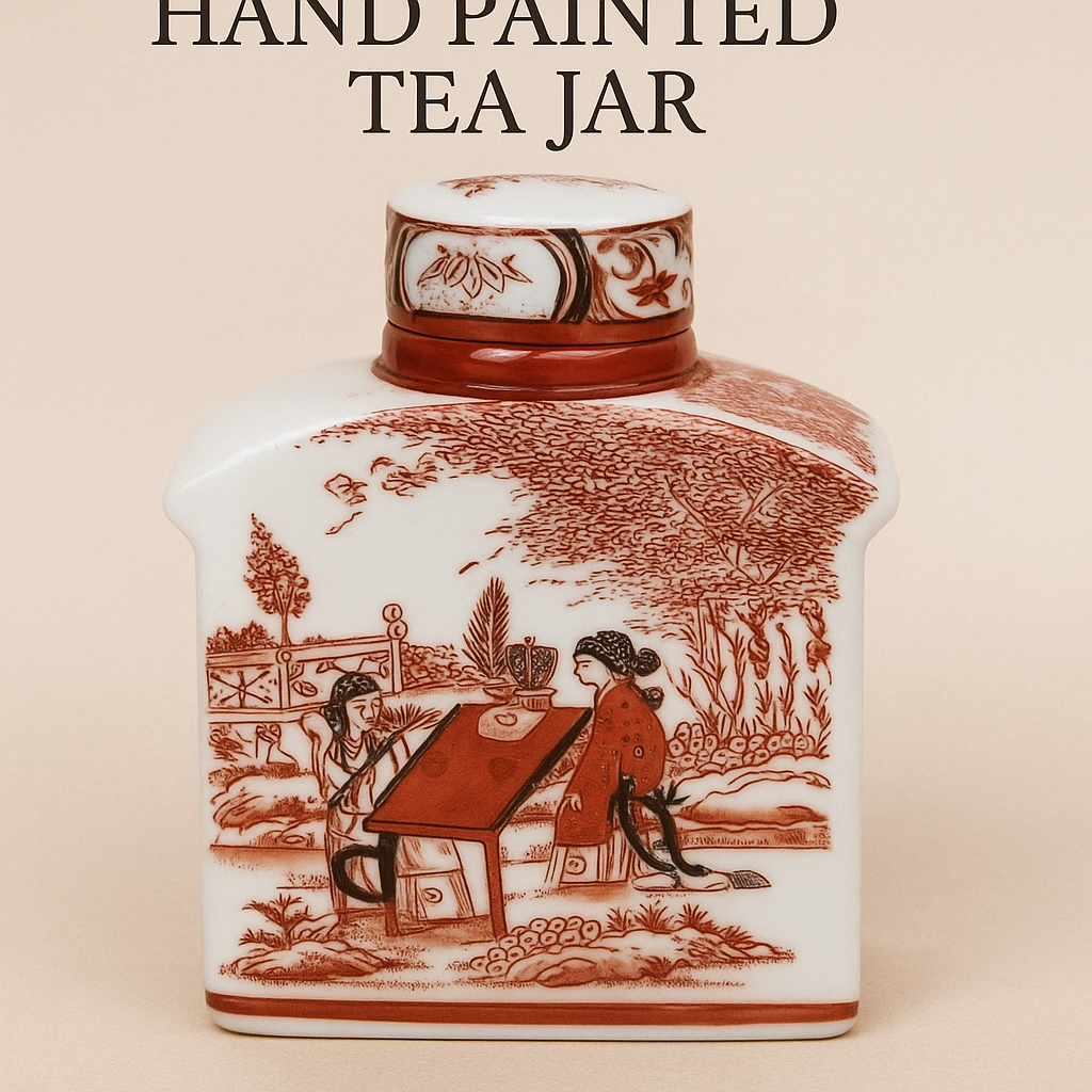 Antique Japanese Hand Painted Tea Jar – Meiji Era (1880–1920) – Kutani Style Porcelain