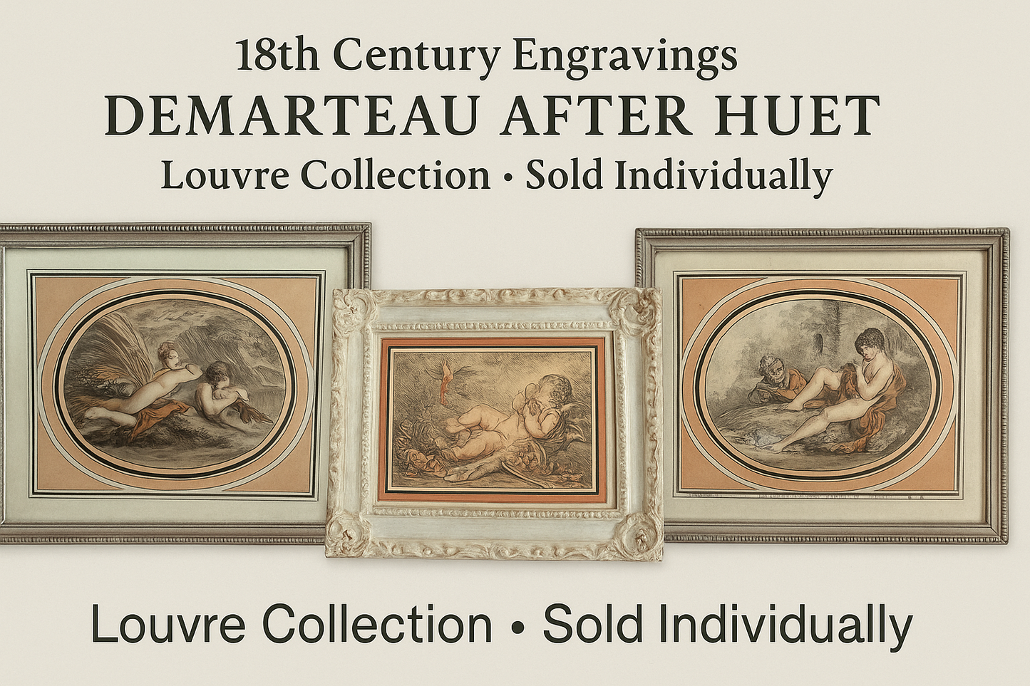 18th Century Engraving by Demarteau after Huet – Louvre Collection – Rococo Prints (Variants)