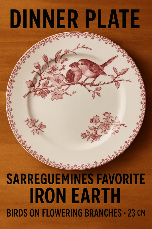 Antique Sarreguemines 'Favori' Plate – Birds on Blossoms – 23 cm