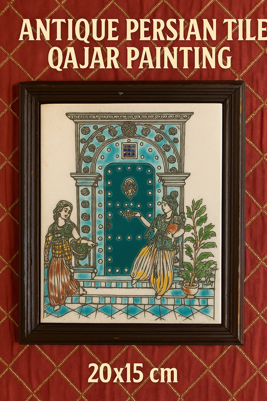 Antique Persian Ceramic Tile – Qajar Style – Hand Painted – ca. 1900