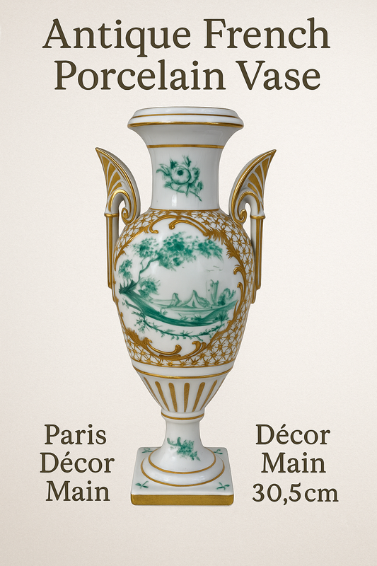 Antique French Porcelain Vase – Paris Décor Main – 30.5 cm