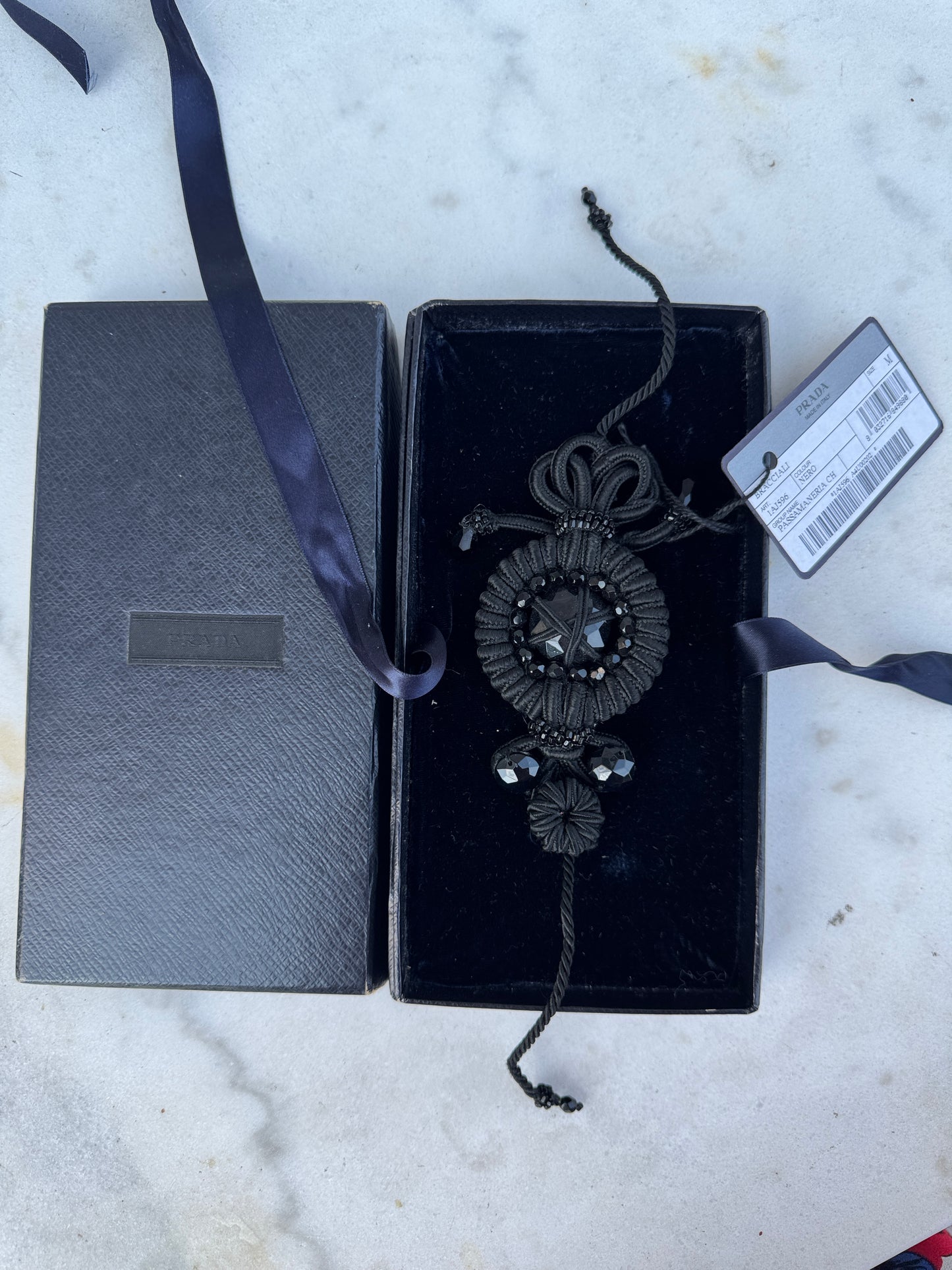 Authentic Prada Black Passamaneria Bracelet with Original Box - Statement Luxury Jewelry