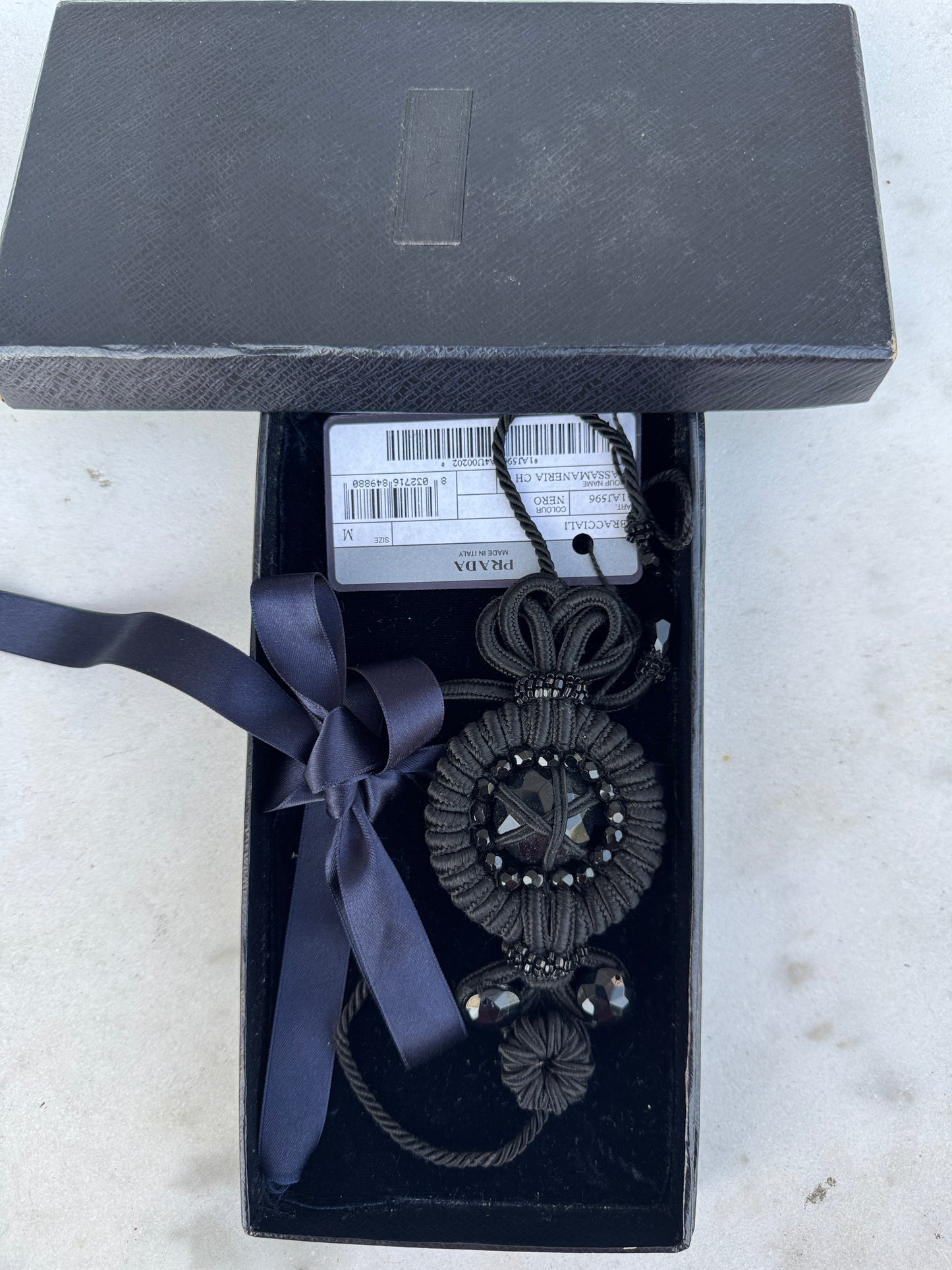 Authentic Prada Black Passamaneria Bracelet with Original Box - Statement Luxury Jewelry