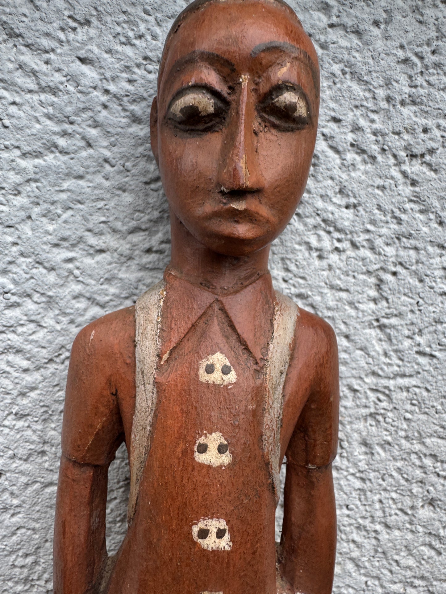 Hand-Carved Wooden Figurine – Boy with Book and Backpack