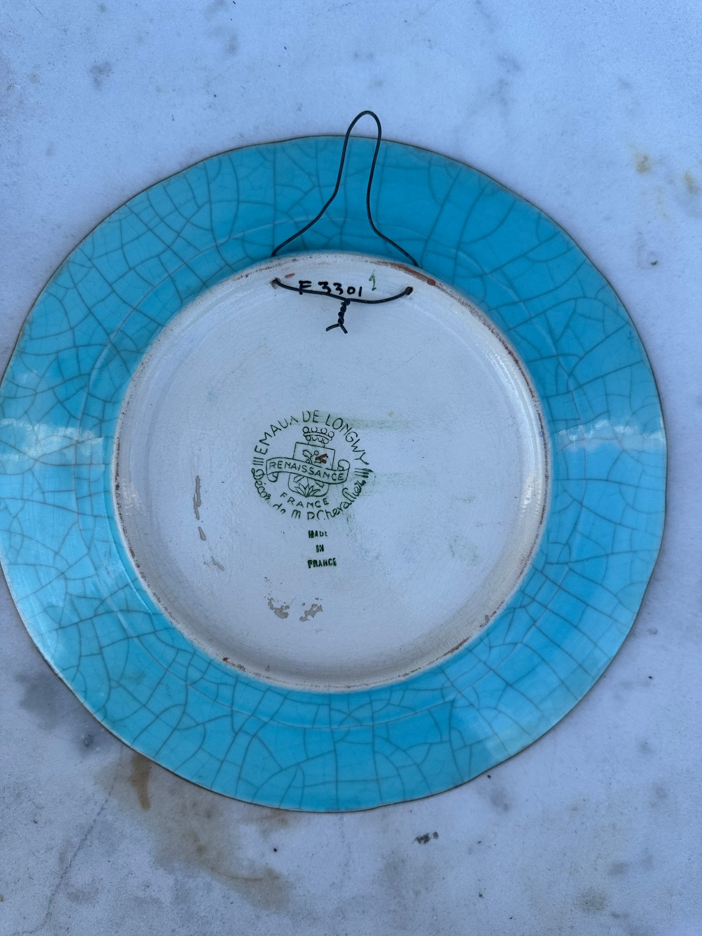 Vintage Longwy Plate – Renaissance Series by Chevallier – 1930s French Enamel Faience
