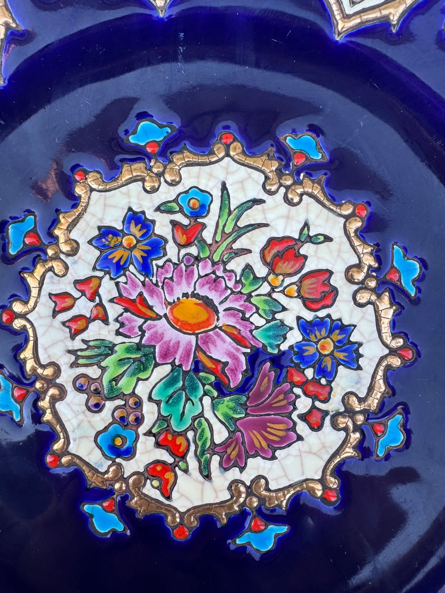 Vintage Longwy Plate – Renaissance Series by Chevallier – 1930s French Enamel Faience