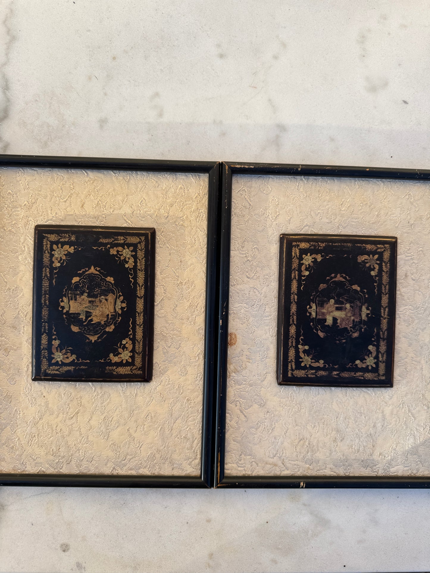 Pair of Framed Chinoiserie Panels – Vintage Asian Décor