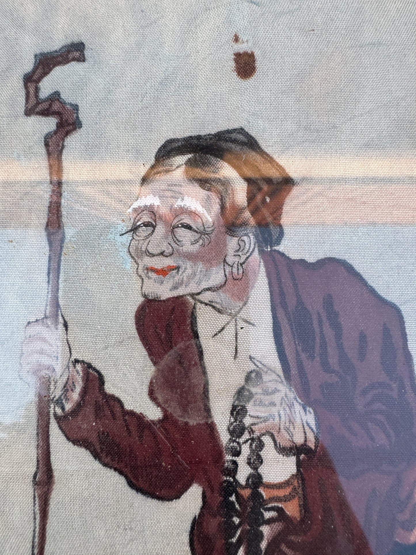 Pair of Antique Chinese Paintings on Fabric – Elderly Scholars