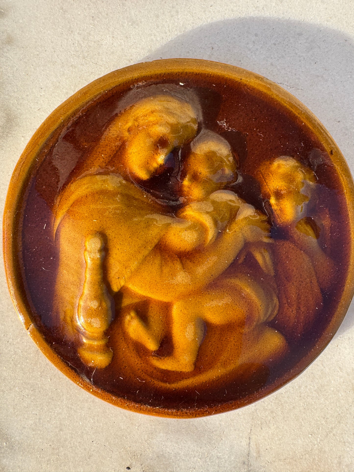 Antique Glazed Terracotta Medallions – Set of 3