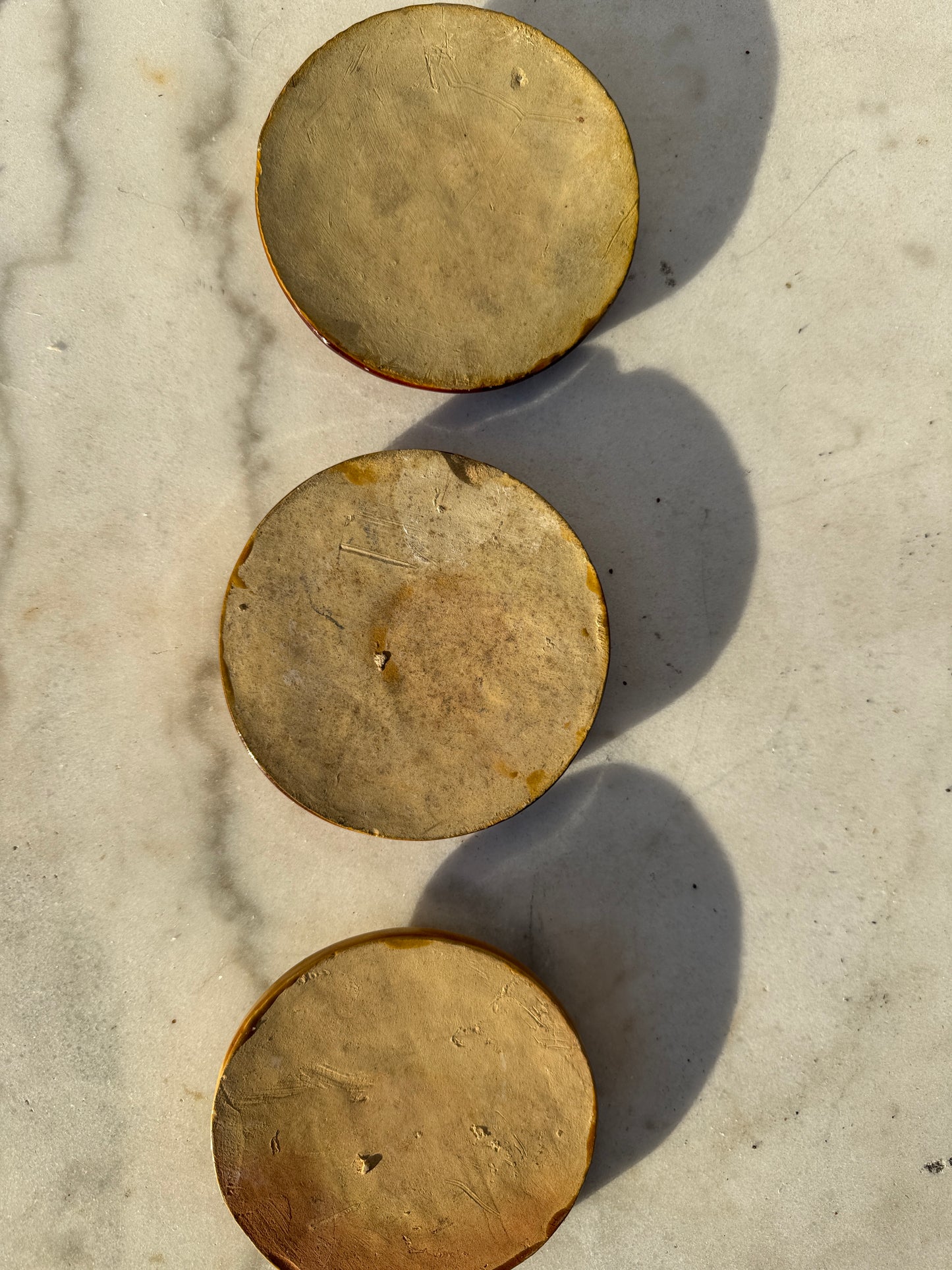 Antique Glazed Terracotta Medallions – Set of 3