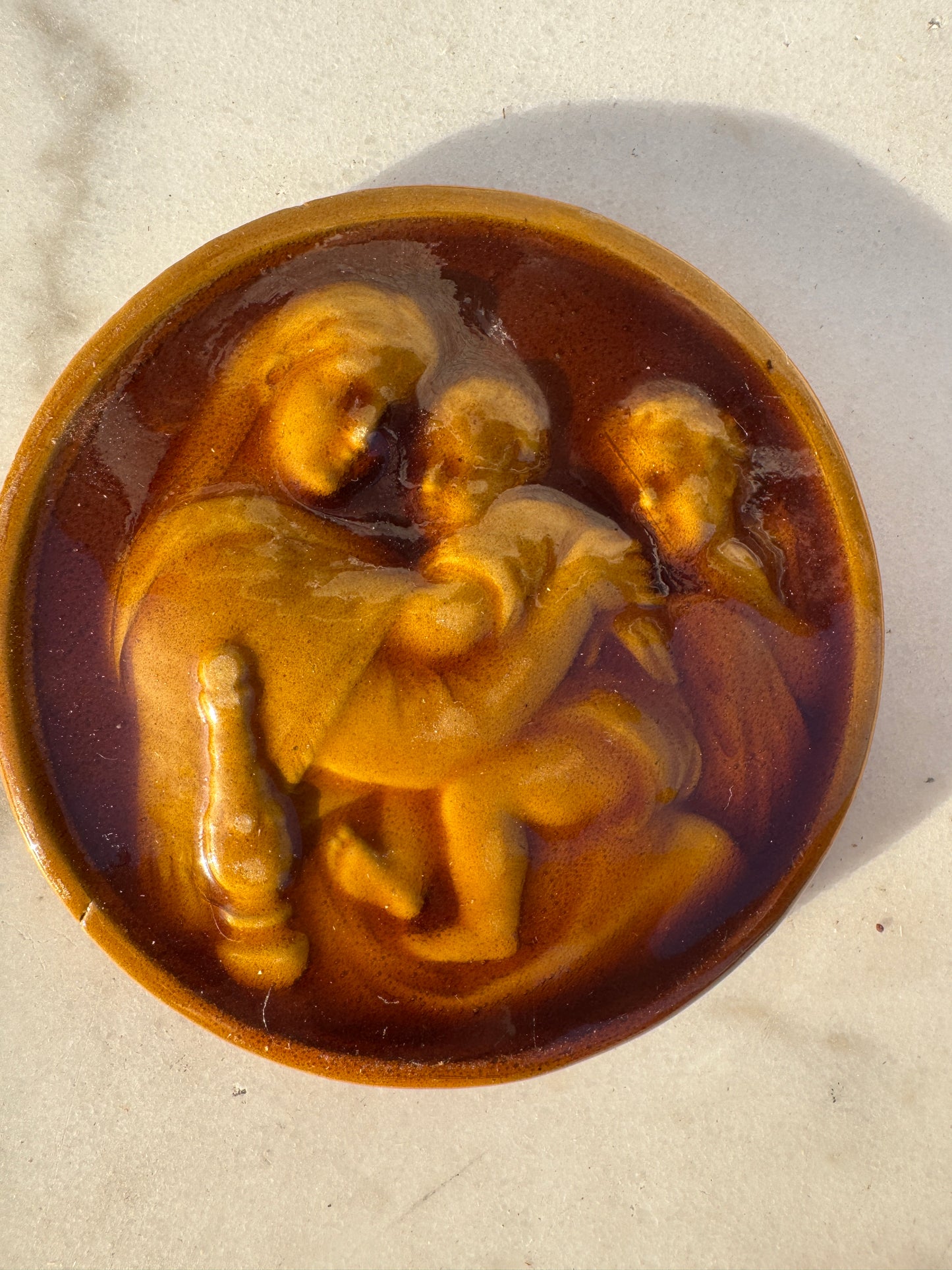 Antique Glazed Terracotta Medallions – Set of 3