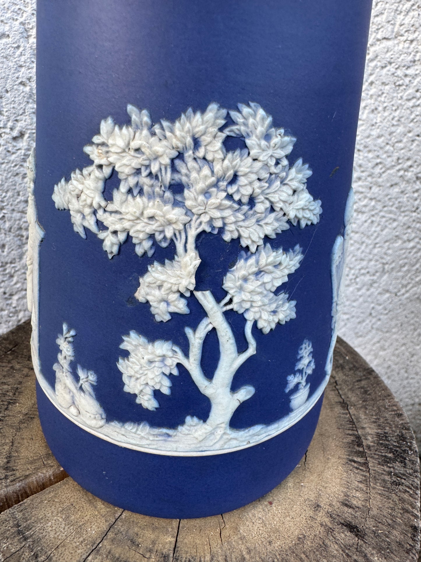 Antique Blue Jasperware Pitcher with Cherubs – 18 cm