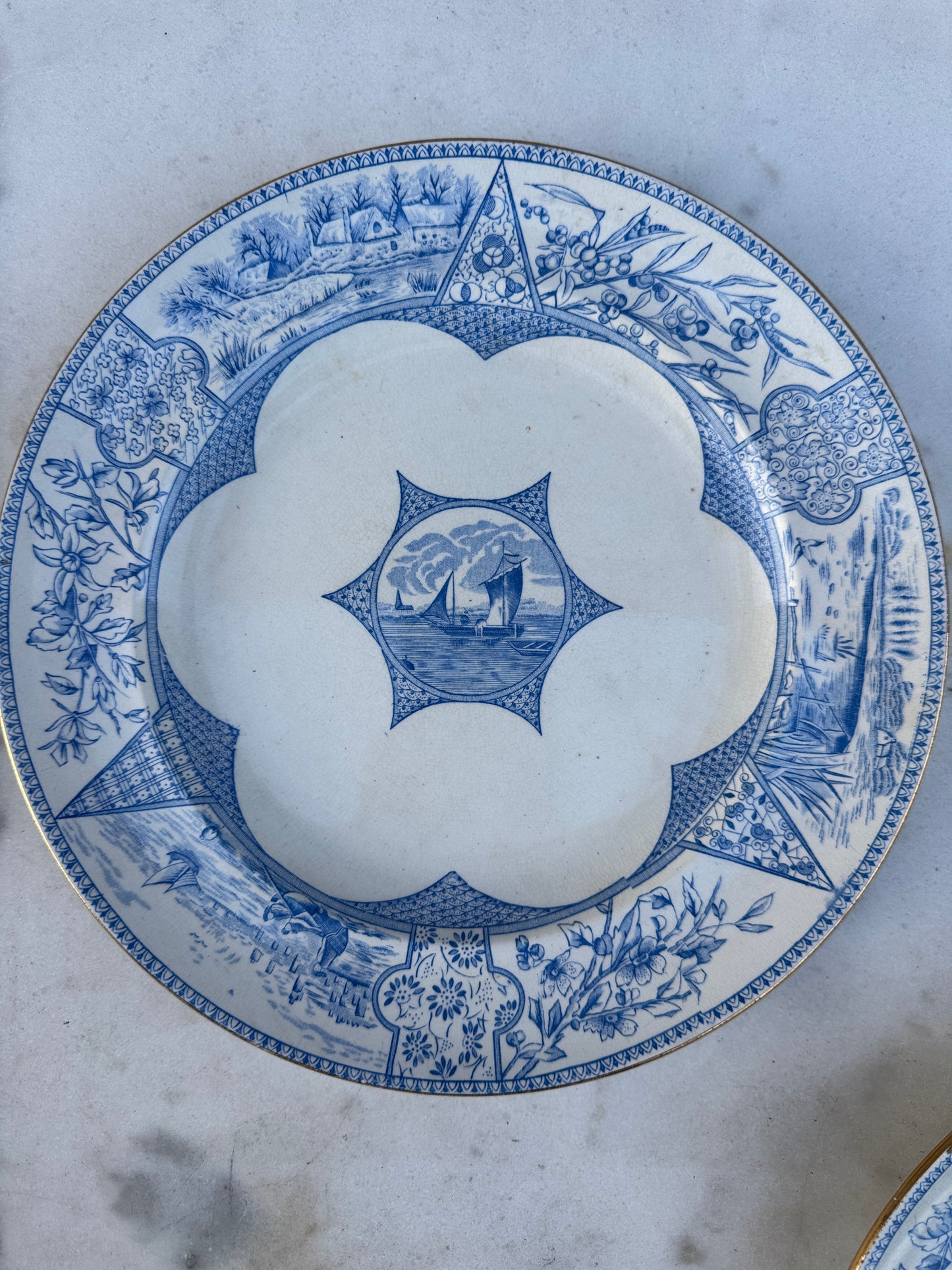 Antique Borneo Transferware Plates – Set of 2