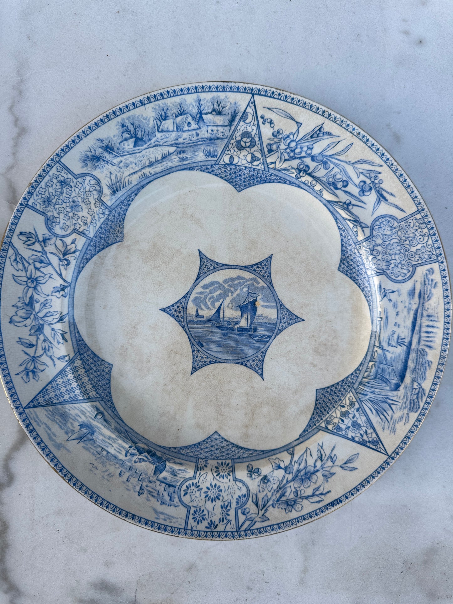 Antique Borneo Transferware Plates – Set of 2