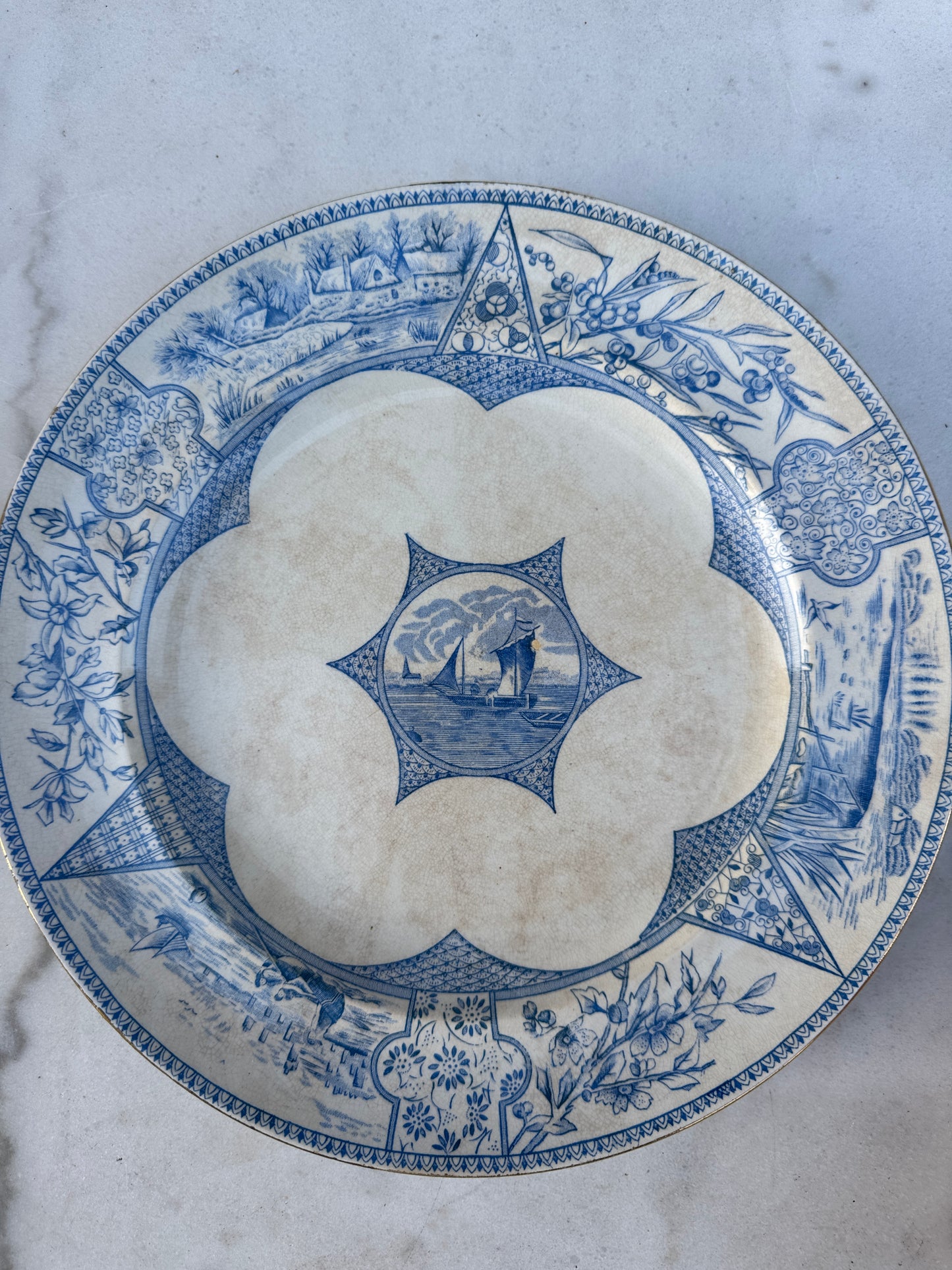 Antique Borneo Transferware Plates – Set of 2