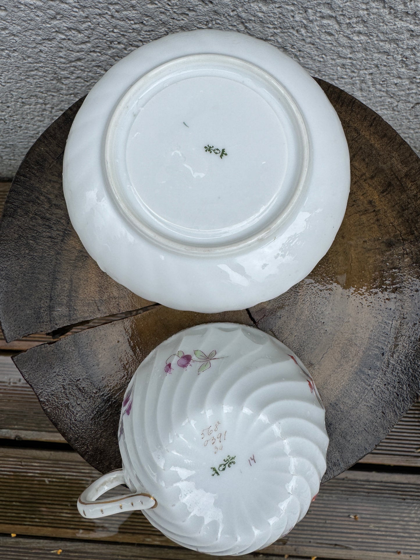 Antique Carl Tielsch Porcelain Cup & Saucer – Hand-Painted Floral – Gilded – ca. 1900