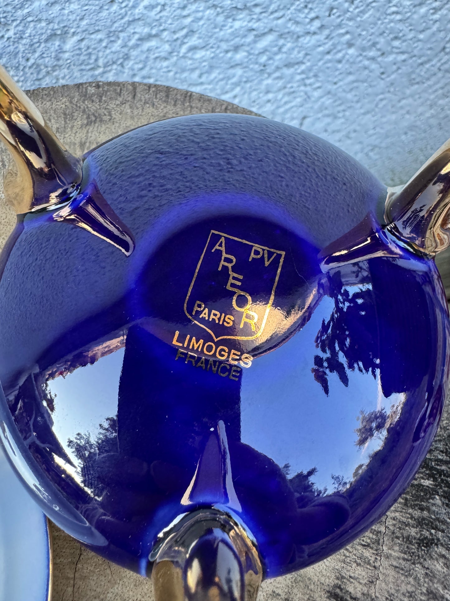 Vintage Limoges Trinket Box on Legs – Cobalt Blue and Gold – AREOR Paris PV – France