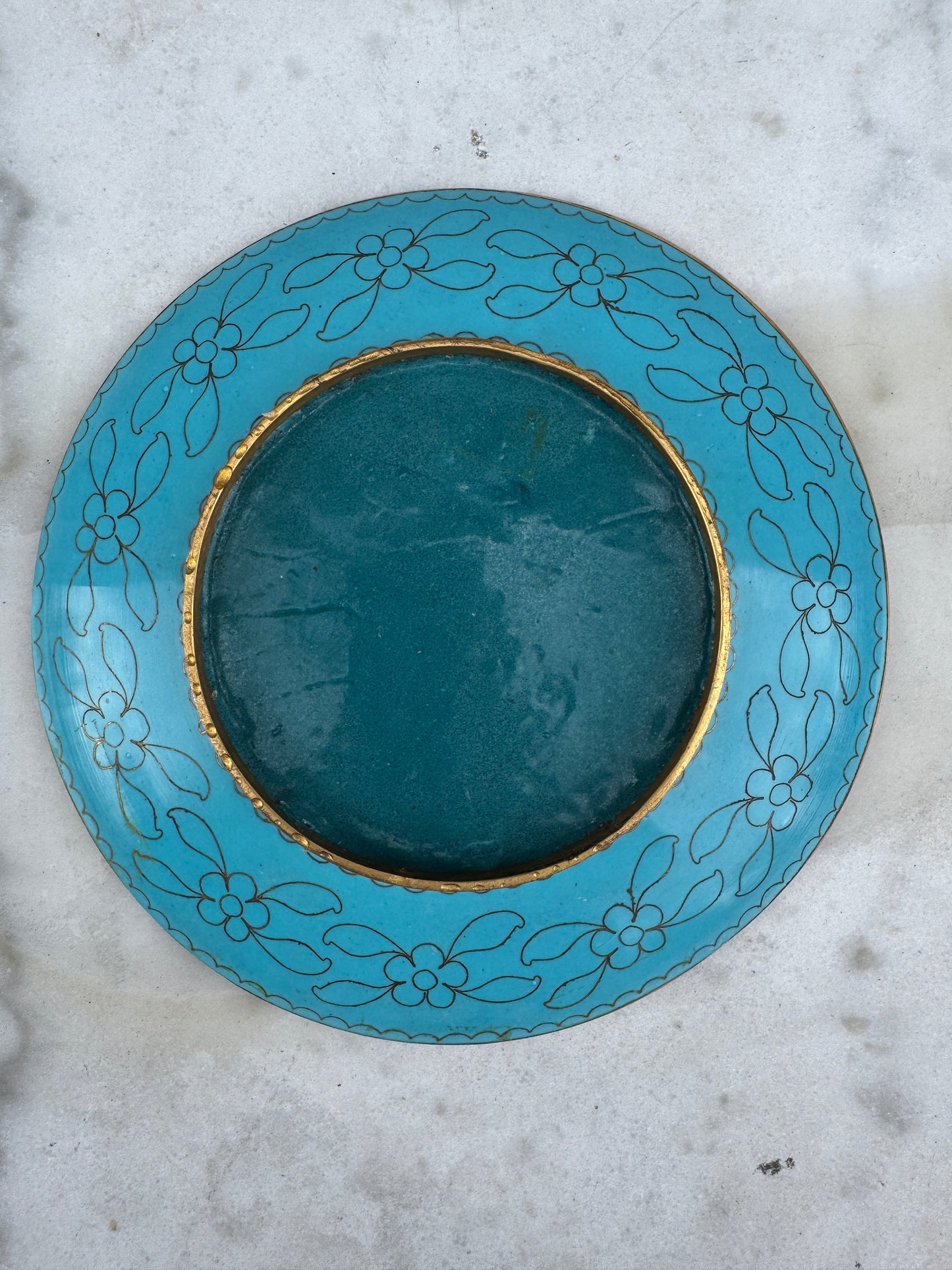 Vintage Chinese Cloisonné Plate – Imperial Dragon Design – 21 cm – Mid 20th Century