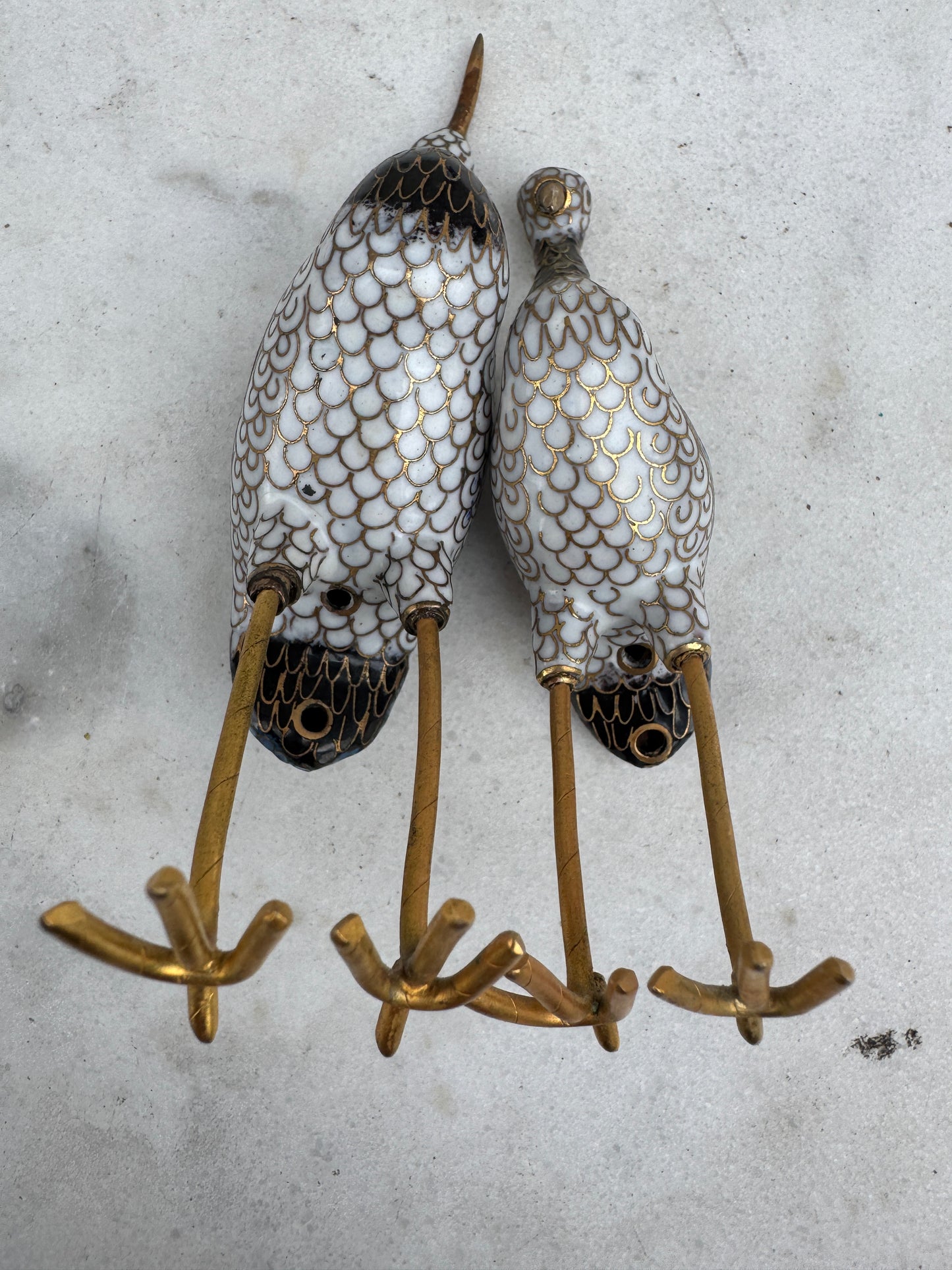 Vintage Chinese Cloisonné Cranes – Enamel Figurine Pair – 1950s–70s