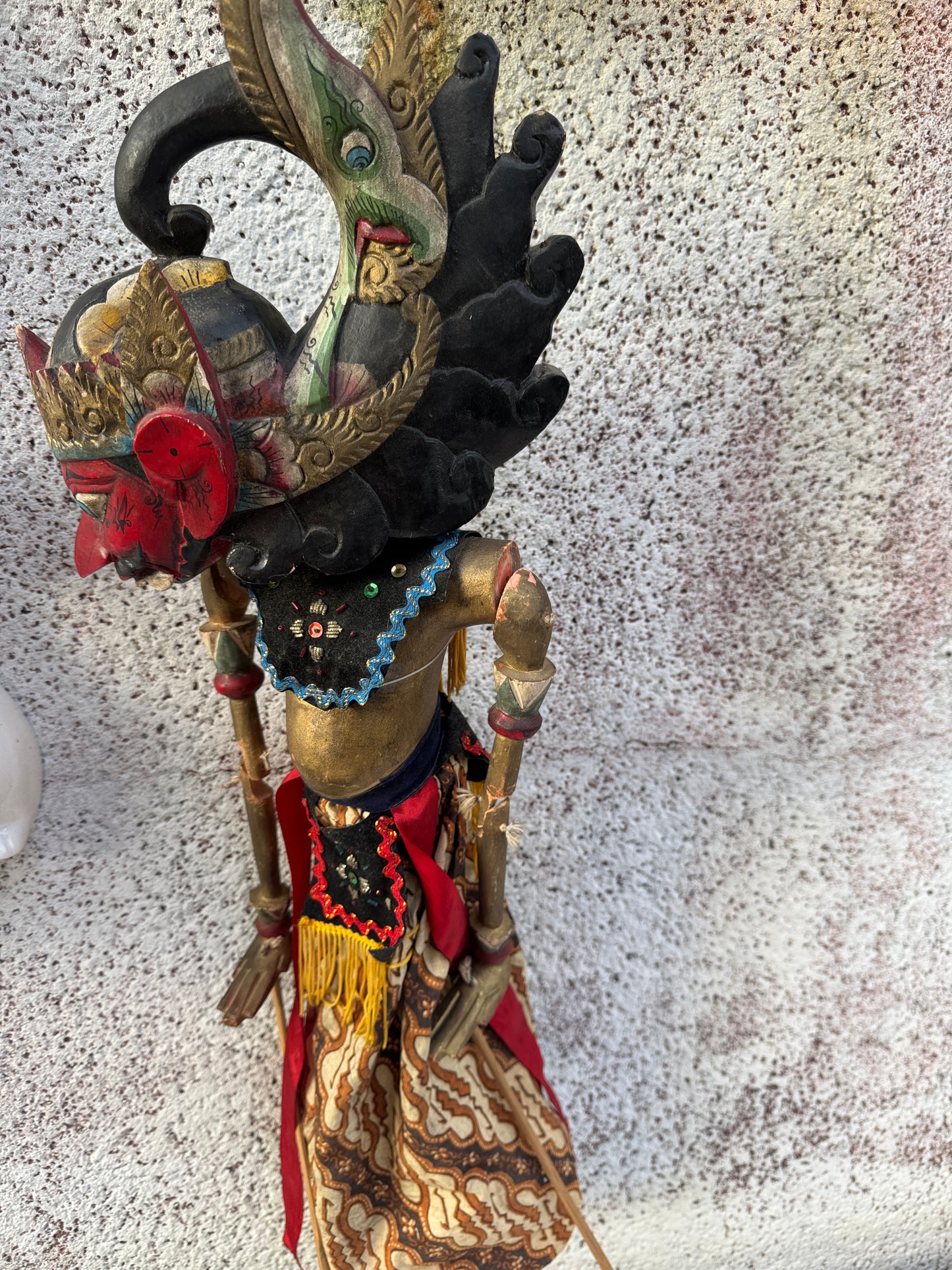 Vintage Indonesian Wayang Golek Puppet – Red Demon Character – 72 cm