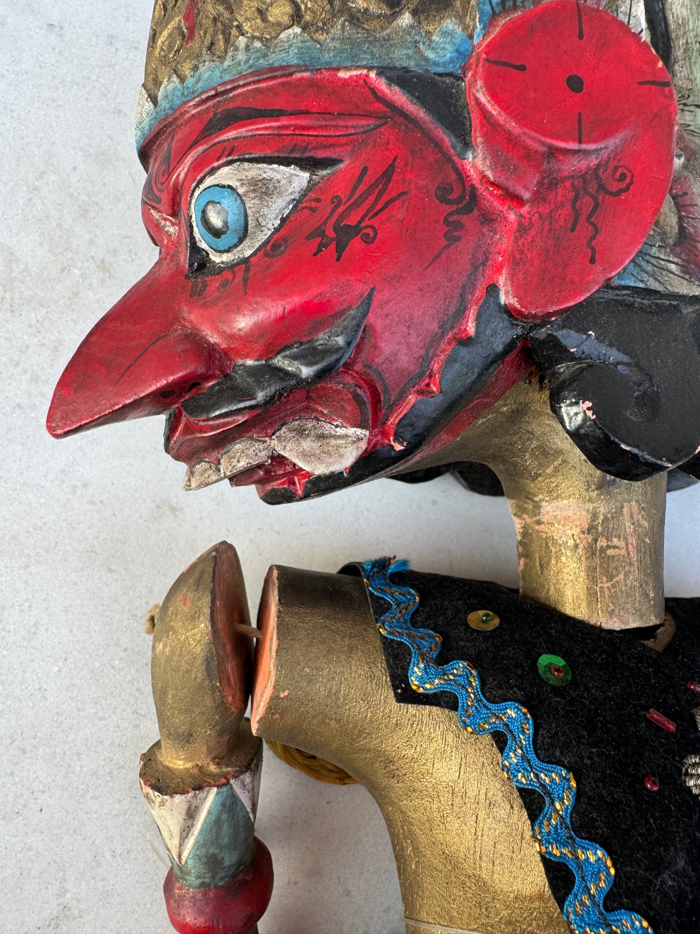 Vintage Indonesian Wayang Golek Puppet – Red Demon Character – 72 cm