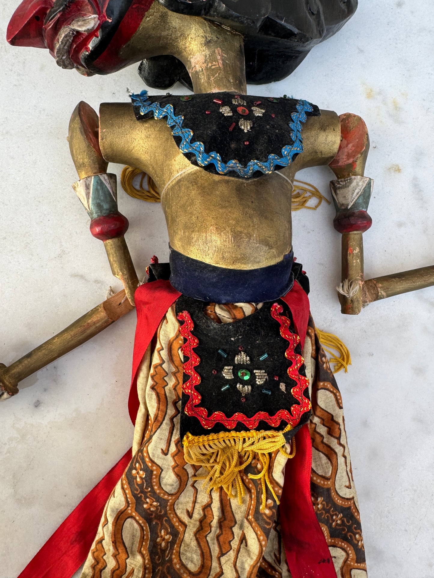 Vintage Indonesian Wayang Golek Puppet – Red Demon Character – 72 cm