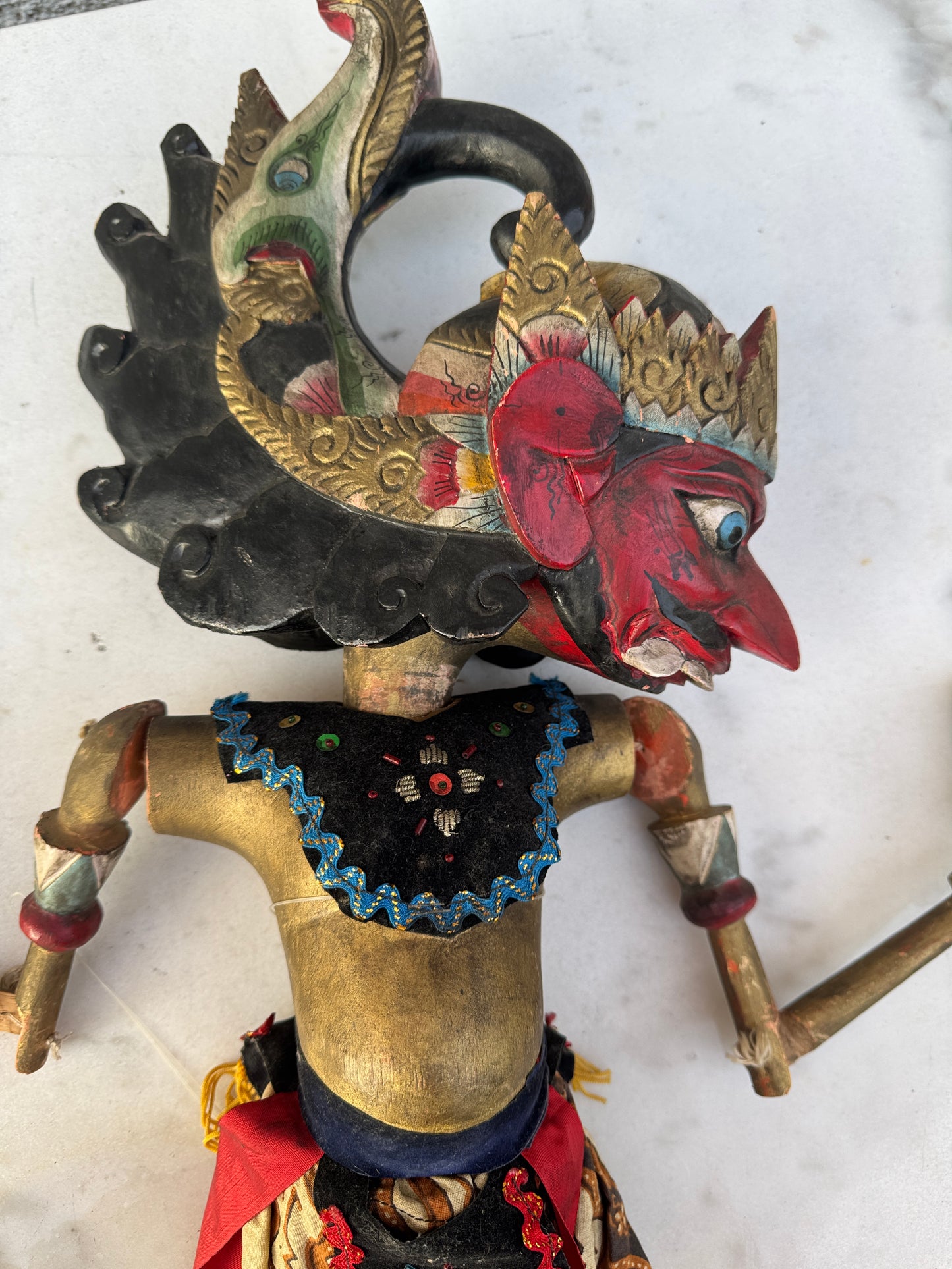 Vintage Indonesian Wayang Golek Puppet – Red Demon Character – 72 cm