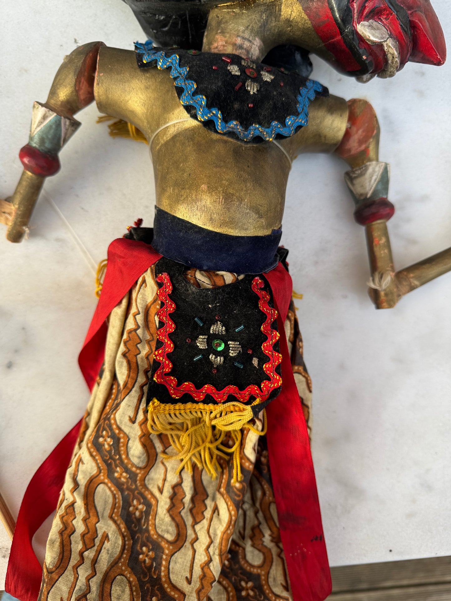Vintage Indonesian Wayang Golek Puppet – Red Demon Character – 72 cm