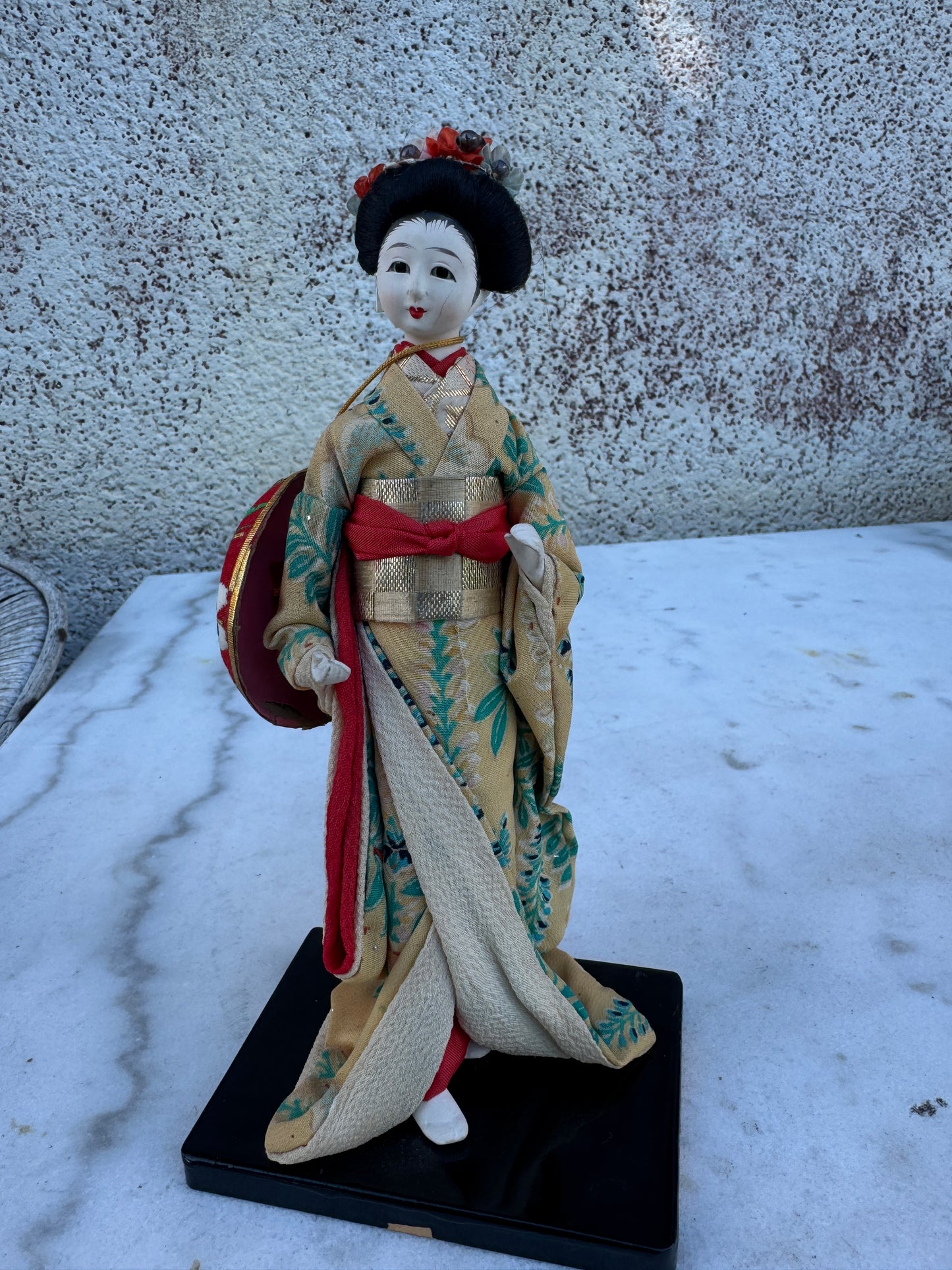 Vintage Japanese Geisha Doll – Ichimatsu Ningyo with Embroidered Hat