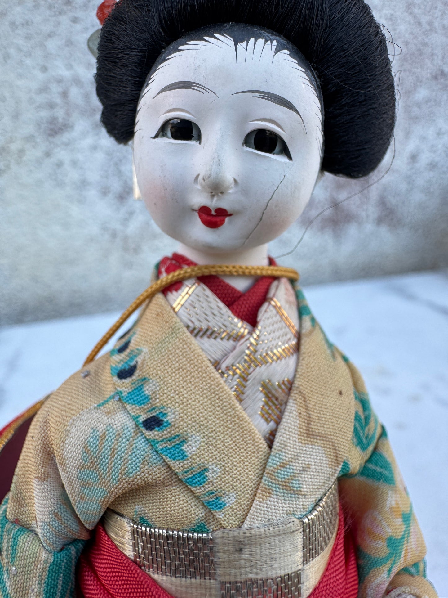 Vintage Japanese Geisha Doll – Ichimatsu Ningyo with Embroidered Hat