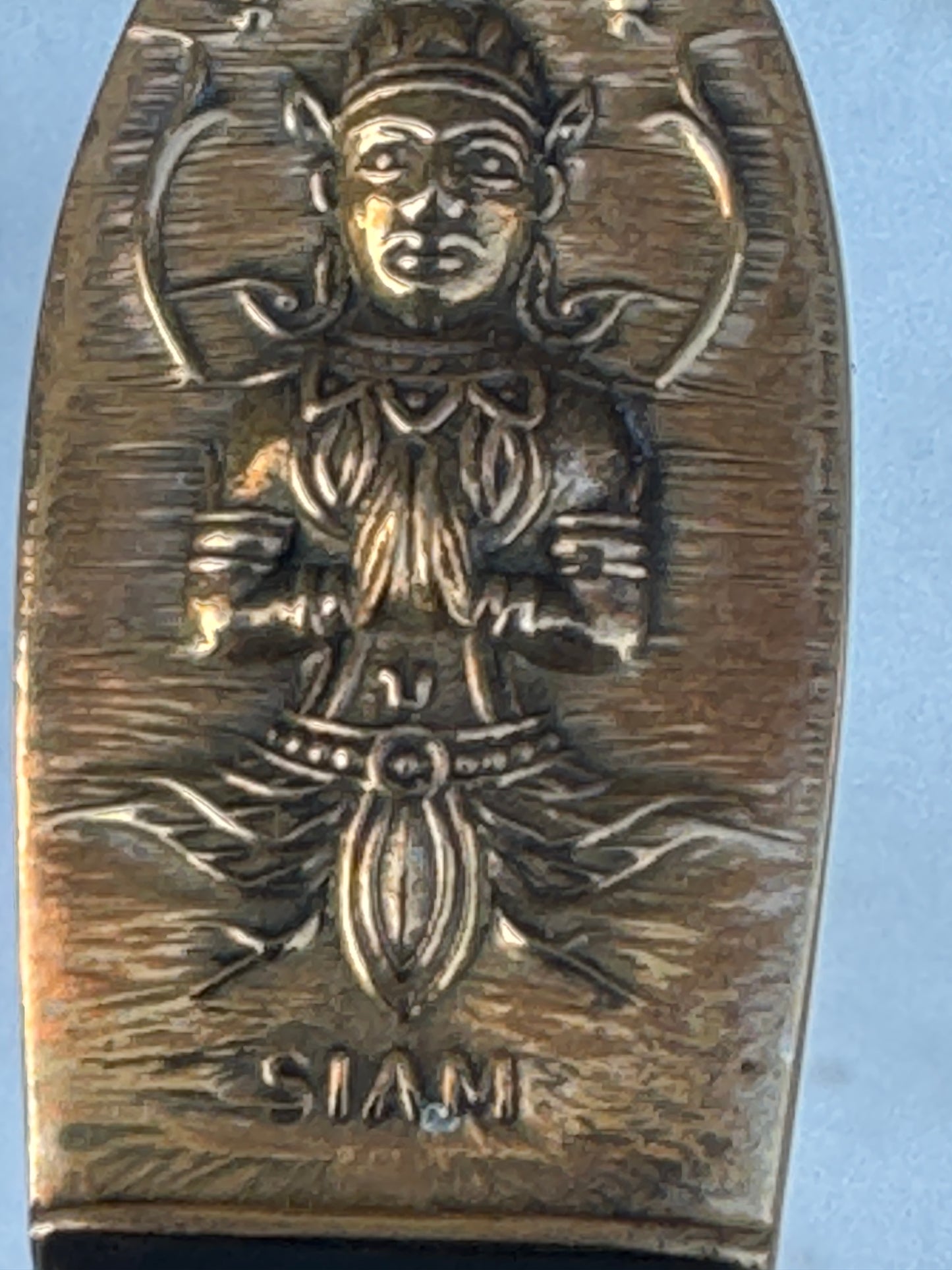 Vintage Set of 6 Siam Spoons – Brass & Black Resin – Handcrafted Thailand 1950s