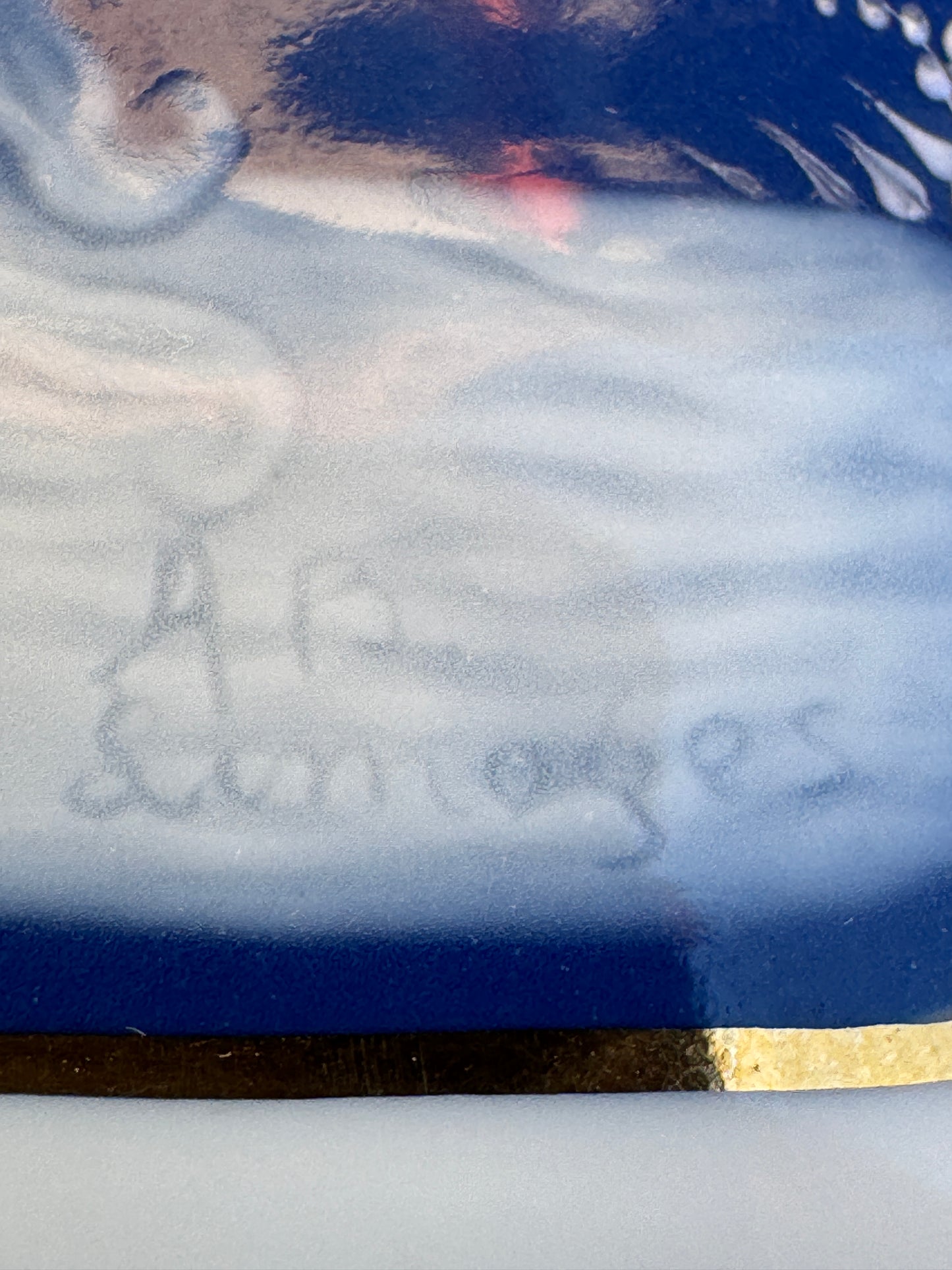 Vintage Limoges Porcelain Trinket Box – A.R. Limoges Hand-Painted, Cobalt Blue Cameo Angel, 'L'Art de Qualité' Mark, Gift from Chocolatier Aussière
