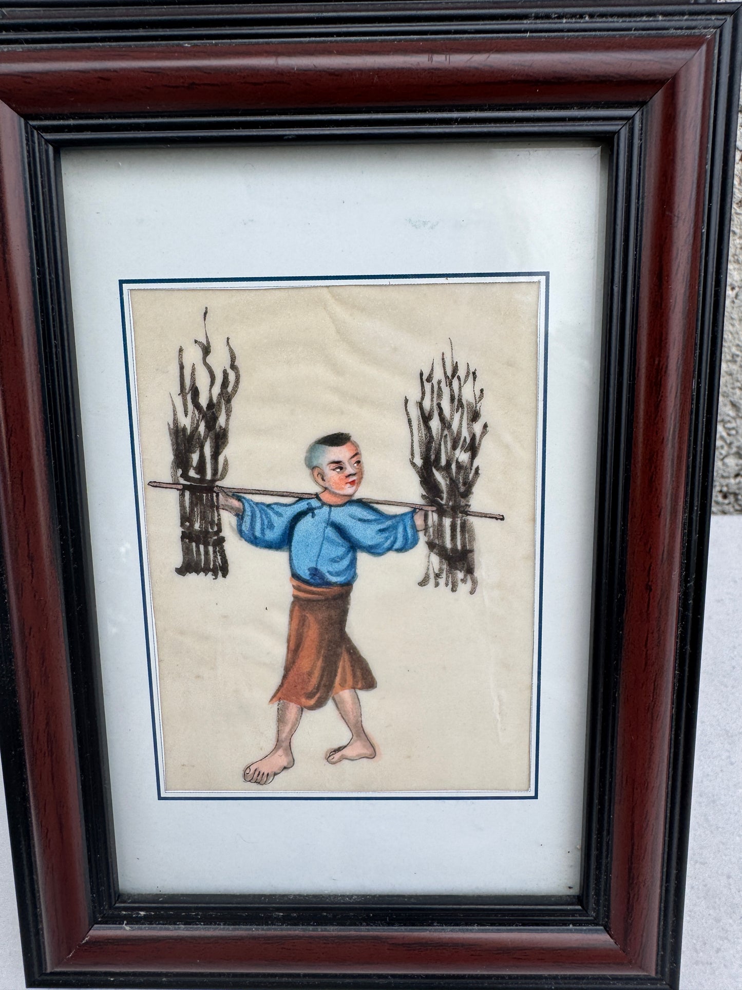 Antique Chinese Pith Painting – Qing Dynasty Hand-Painted Export Art