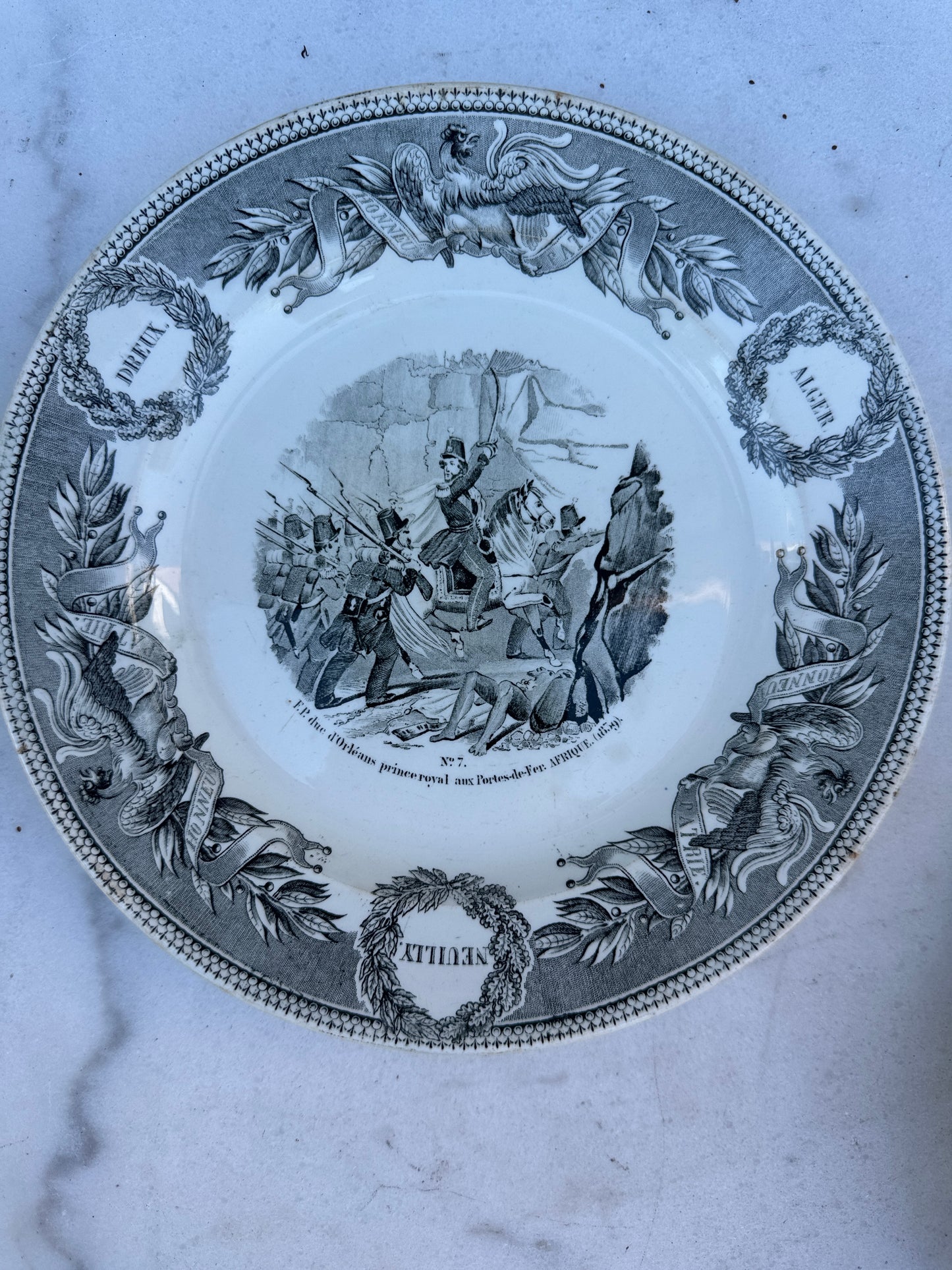 Antique Creil et Montereau Transferware Plates – Algerian Campaign – ca. 1840s – Sold Individually