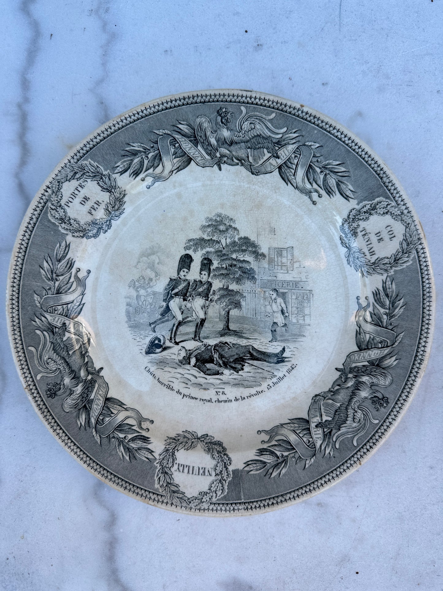 Antique Creil et Montereau Transferware Plates – Algerian Campaign – ca. 1840s – Sold Individually