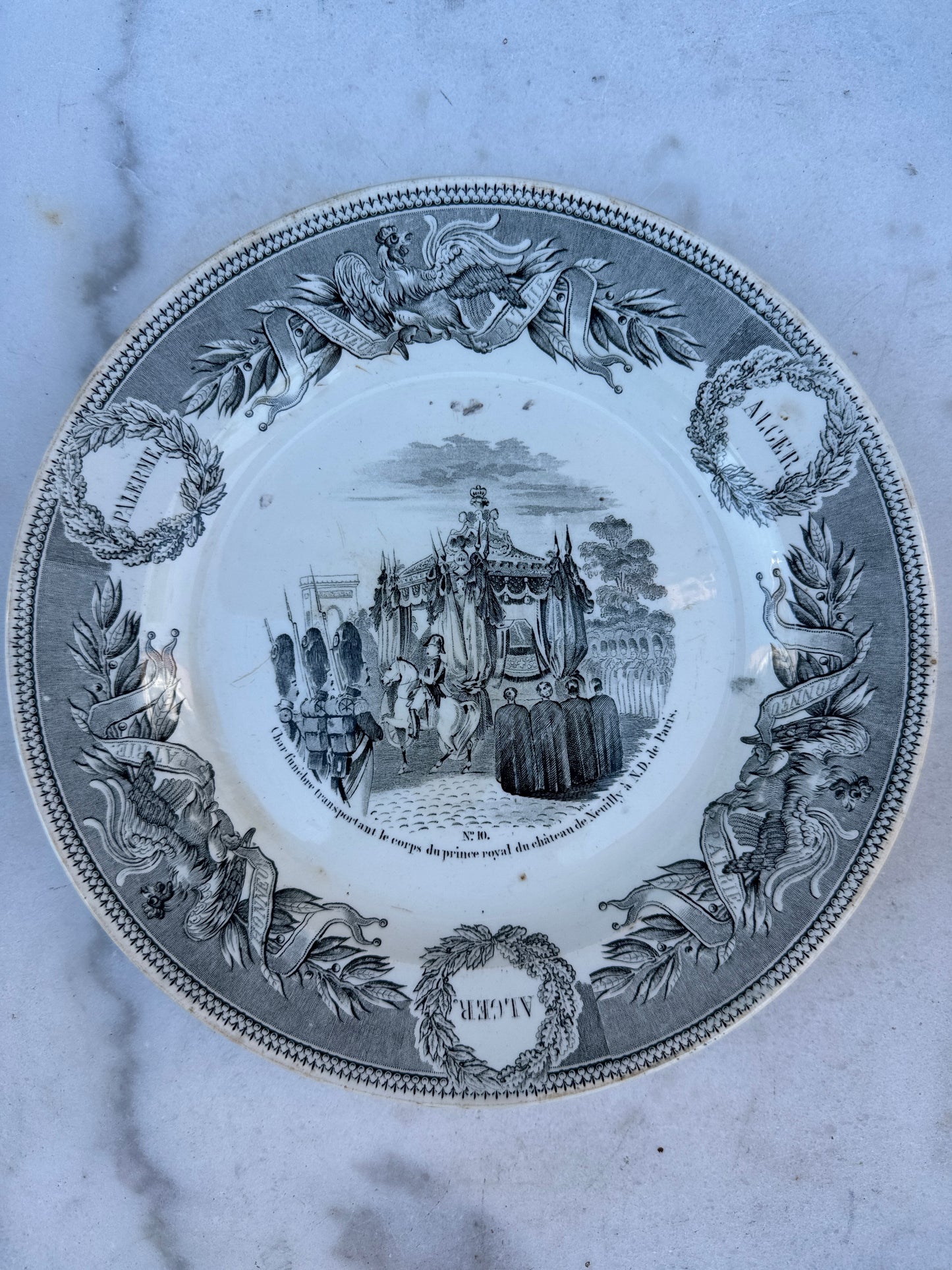 Antique Creil et Montereau Transferware Plates – Algerian Campaign – ca. 1840s – Sold Individually