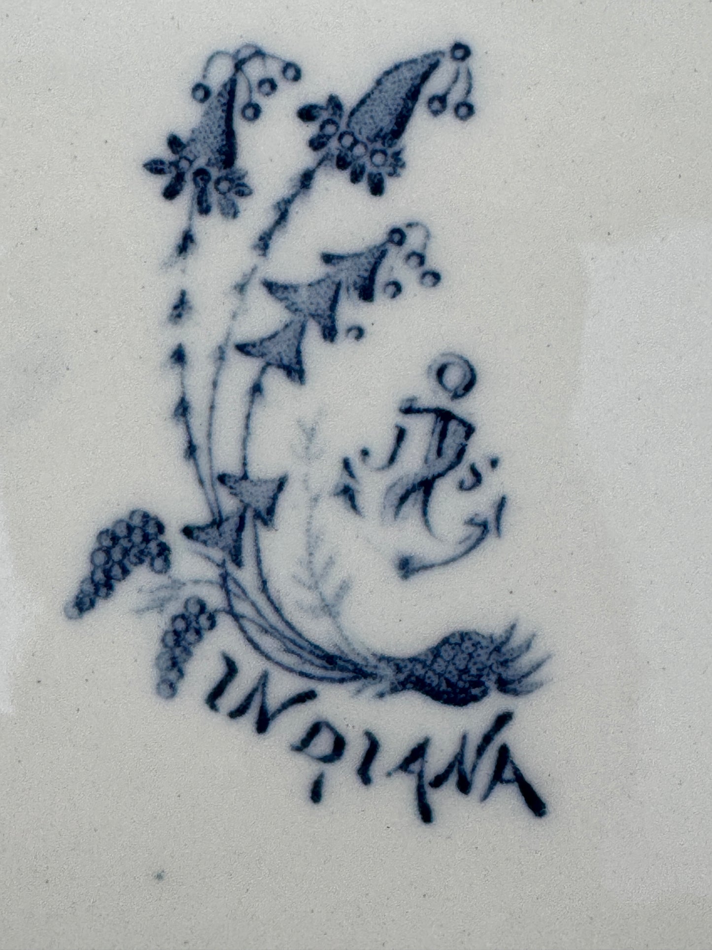 Antique French Terre de Fer Plate – “Indiana” Pattern – Blue & White Transferware – 24 cm – Late 19th Century