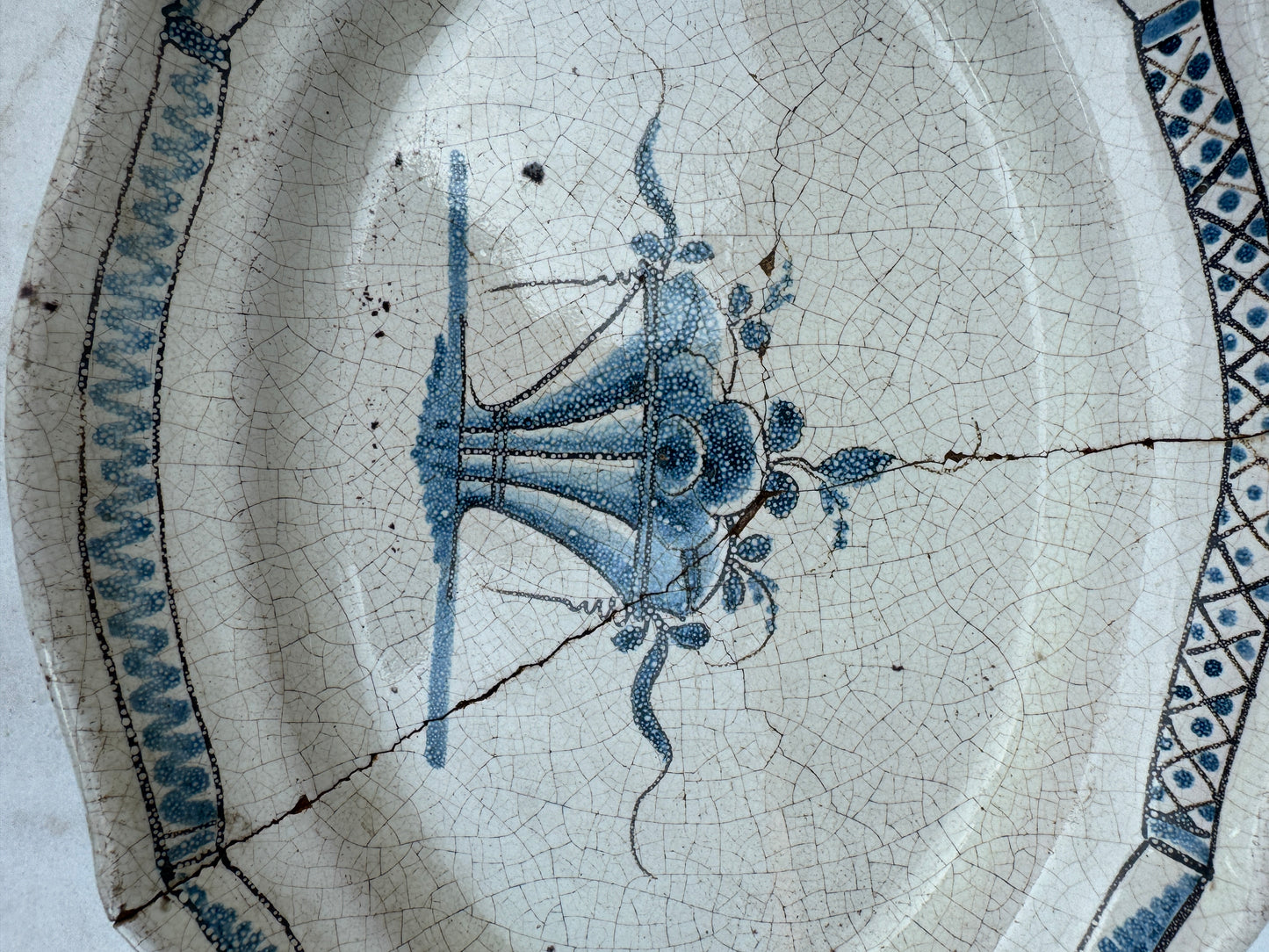 Antique French Faience Oval Serving Platters – Blue Transferware – Late 18th to Early 19th Century – Set of 2