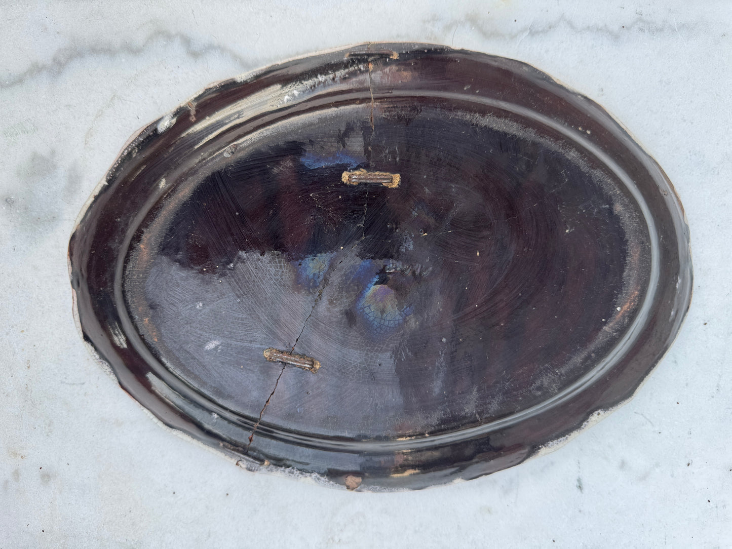Antique French Faience Oval Serving Platters – Blue Transferware – Late 18th to Early 19th Century – Set of 2
