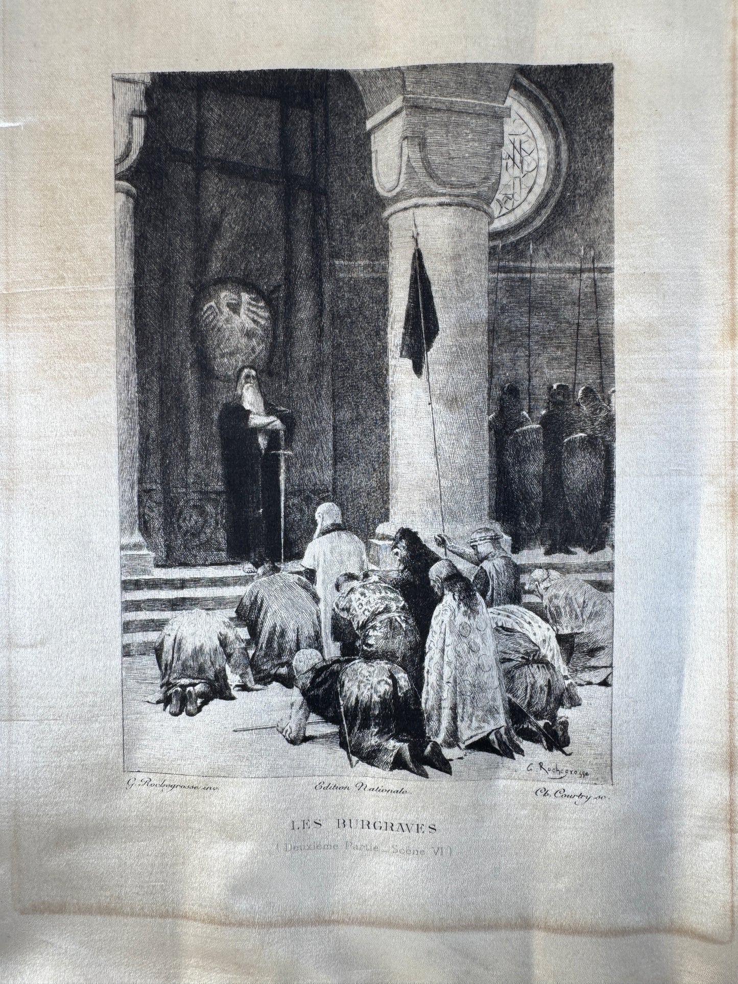 Victor Hugo Antique Silk Engravings – 19th Century French Prints on Silk – Sold Individually or Set