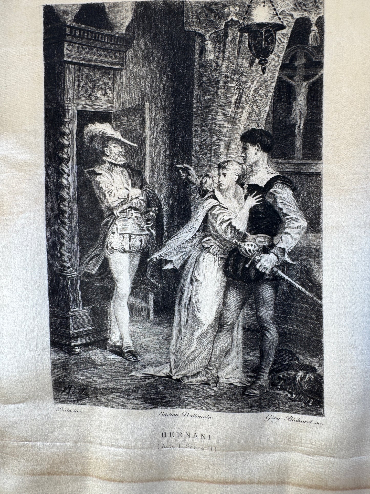 Victor Hugo Antique Silk Engravings – 19th Century French Prints on Silk – Sold Individually or Set