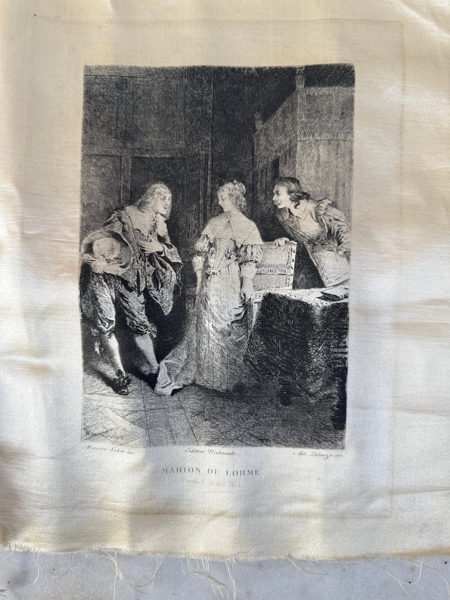 Victor Hugo Antique Silk Engravings – 19th Century French Prints on Silk – Sold Individually or Set