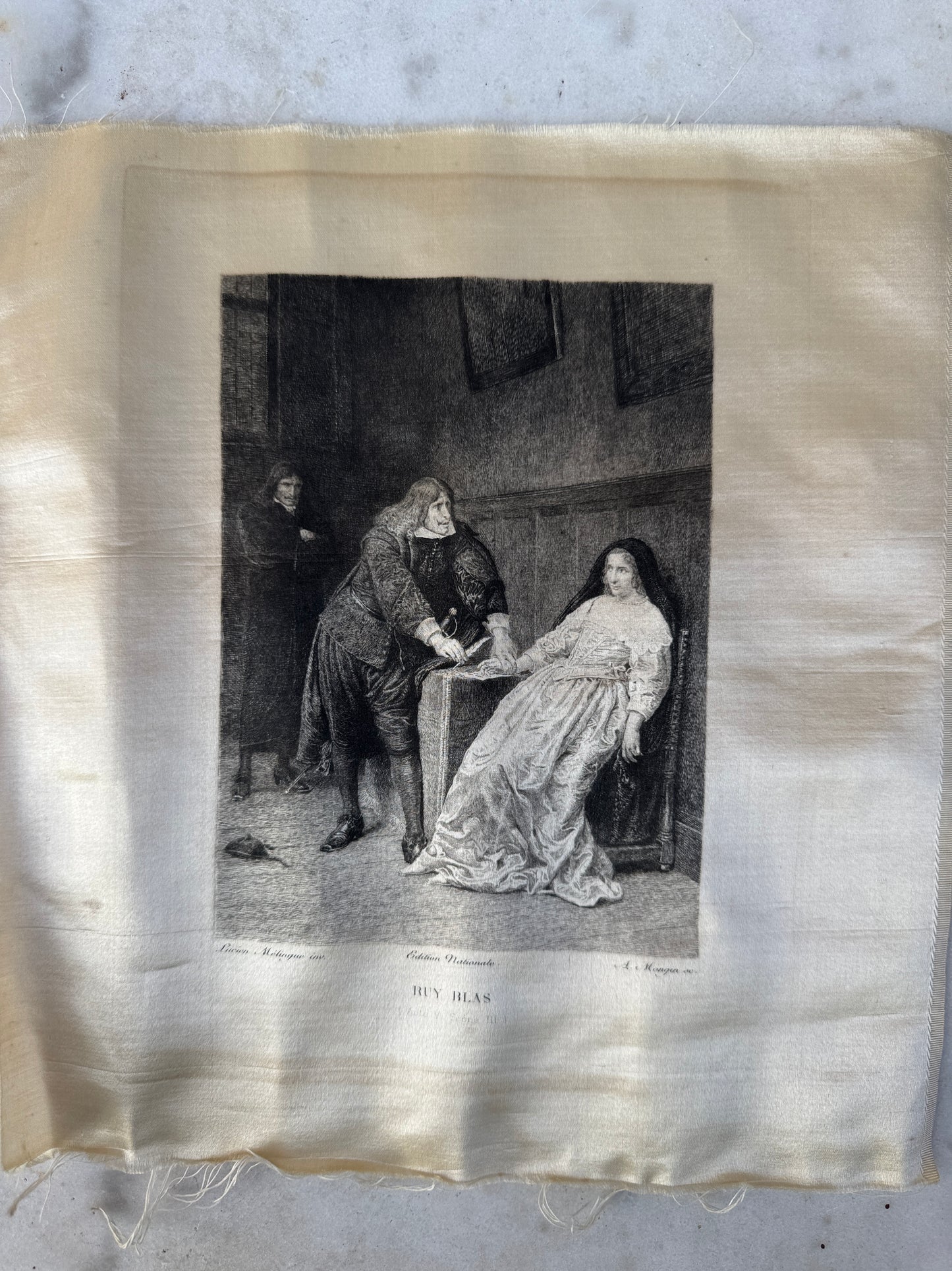 Victor Hugo Antique Silk Engravings – 19th Century French Prints on Silk – Sold Individually or Set