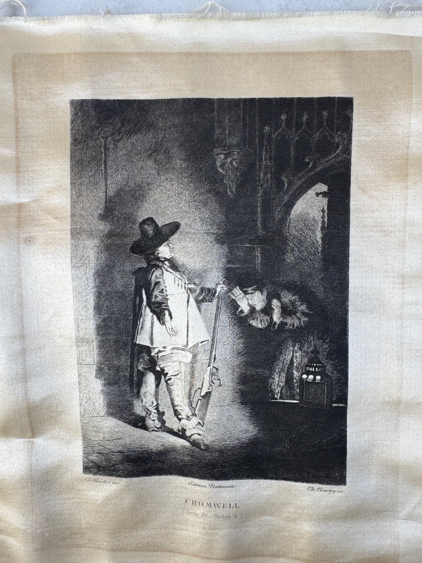Victor Hugo Antique Silk Engravings – 19th Century French Prints on Silk – Sold Individually or Set
